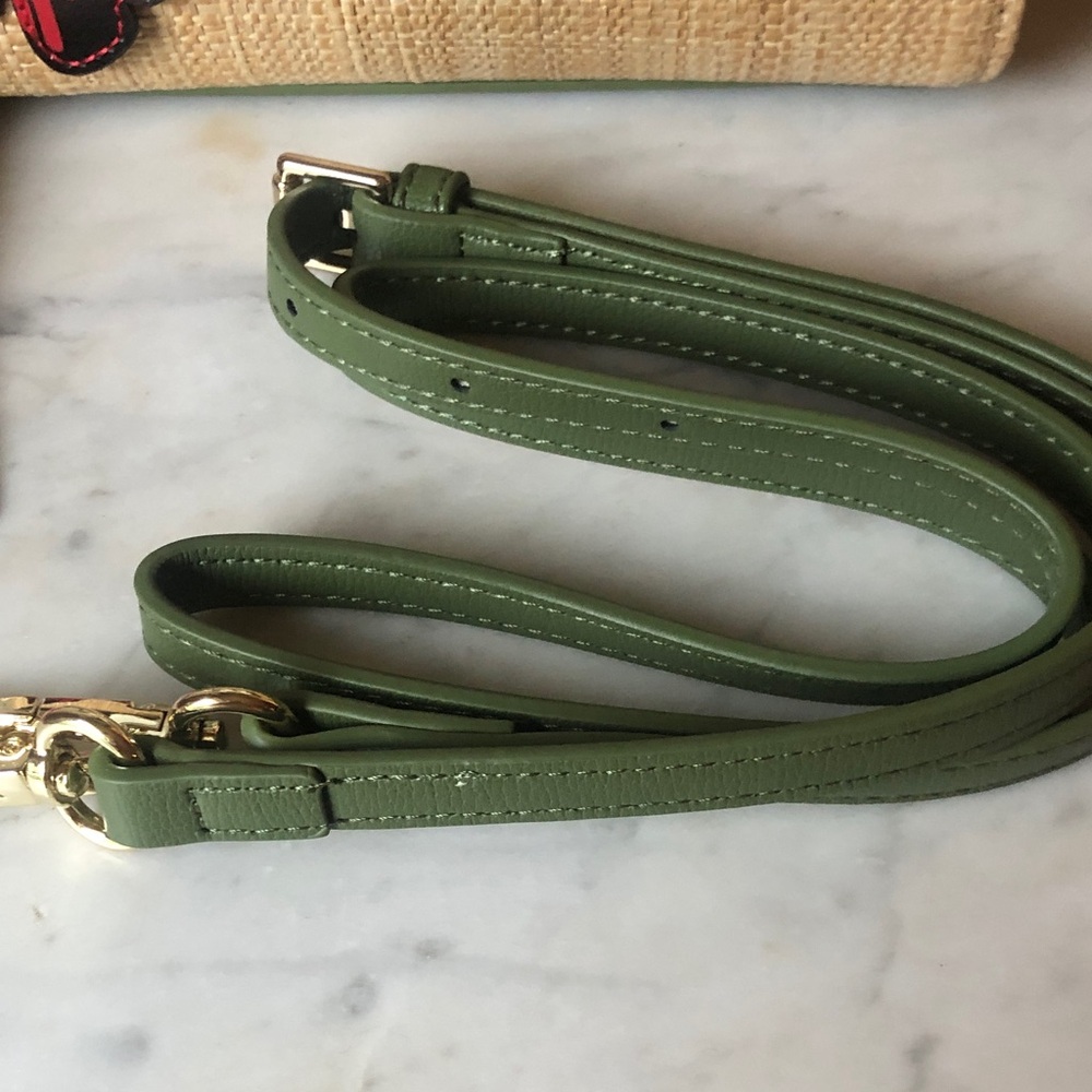 Vendula London RARE Olive Green Floral Applique Straw Top-Handle Bag NWT - Picture 7 of 11